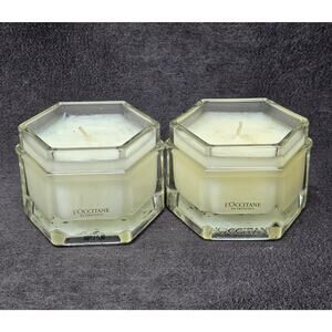 L'Occitane En Provence Scented Candle 3.5 oz Glass Jar Set of 2